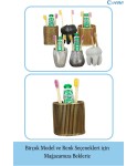 Diş Fırçalığı Tezgah Üstü Altın Eskitme Renk Diş Fırçası Standı Düz Çizgili Model
